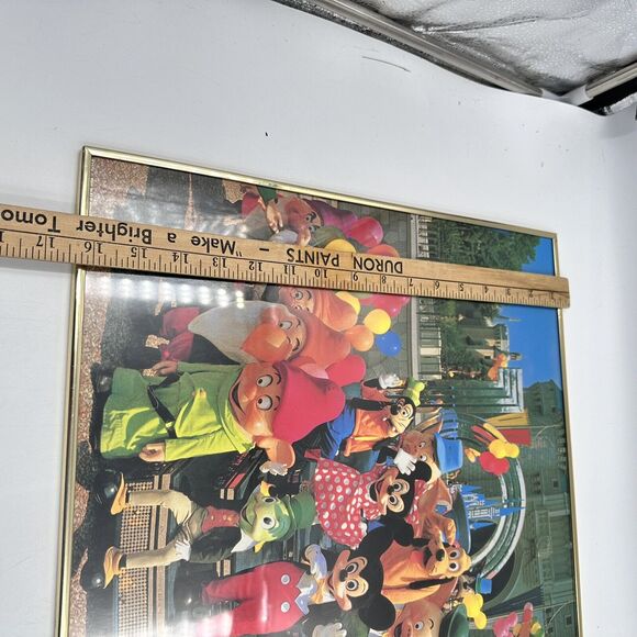 Vintage 80s 90s Mickey Mouse Walt Disney World Framed Poster Retro Souvenirs - Picture 4 of 7